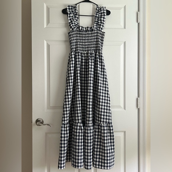 Chouyatou Dresses & Skirts - Chouyatou Navy & White Gingham Cottagecore Smocked Shirred Maxi Dress Medium